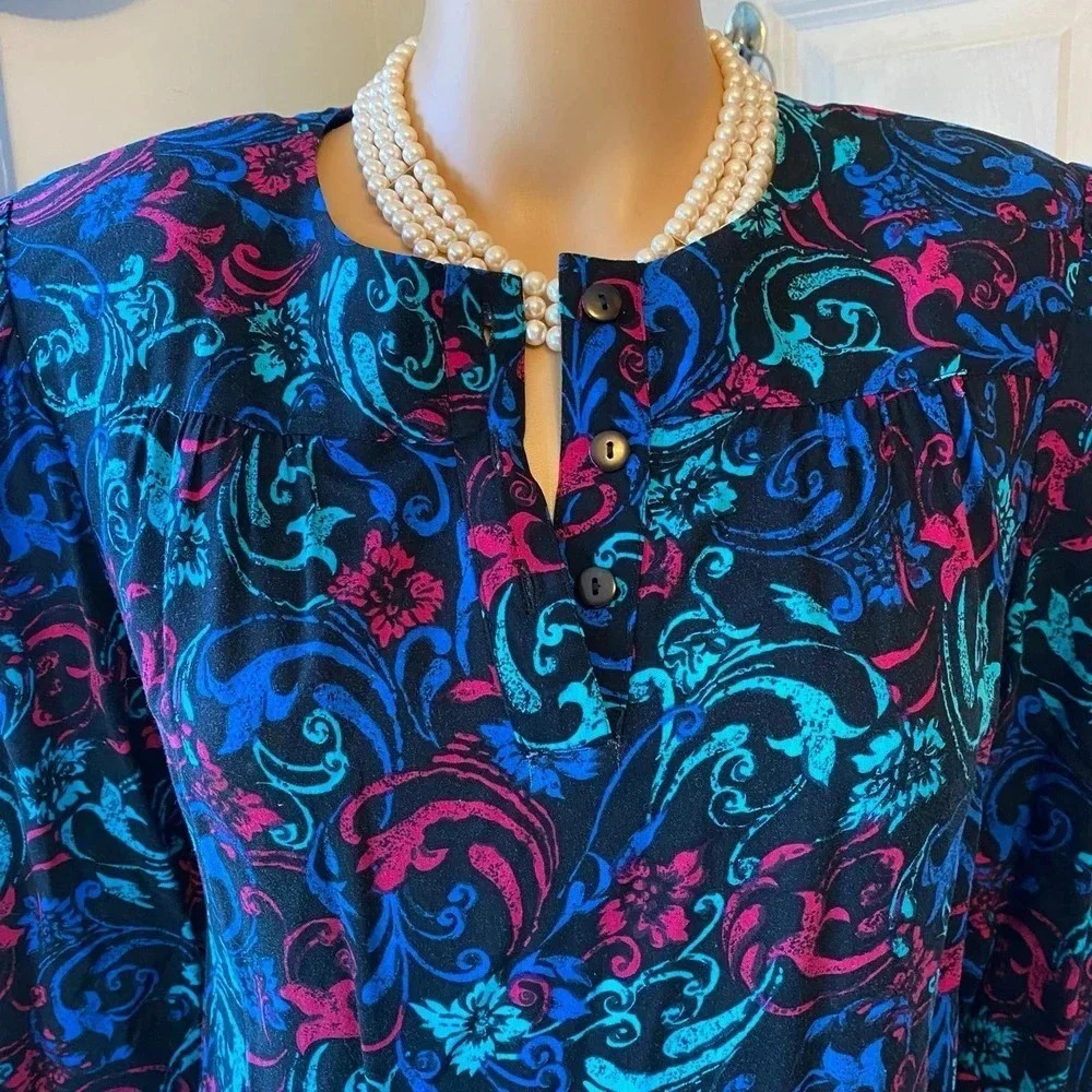 VTG 90s Darian Cottagecore Floral Boho Spring Summer Mid Length Dress Women 10 - Picture 7 of 8
